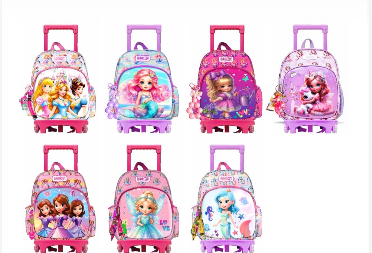 Cartable trolley licorne rose