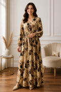 Robe longue imprimée dorée