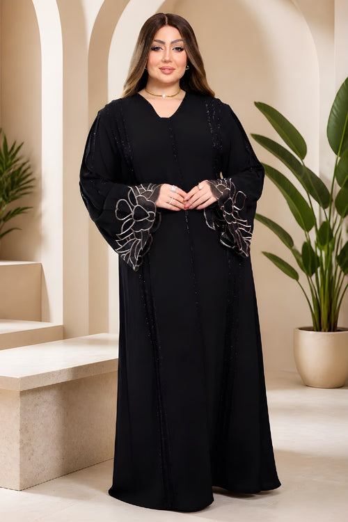 Abaya noire brodée