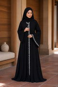 Abaya noire broderie argentée