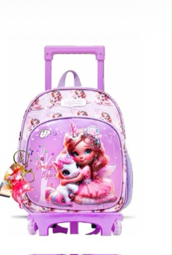 Cartable trolley licorne rose