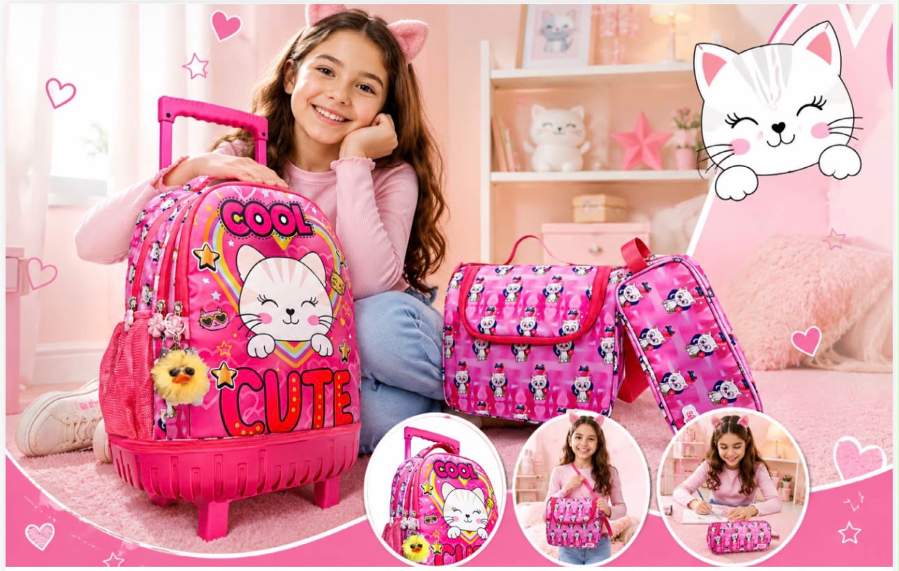 Sac à dos chat rose