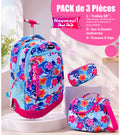 Pack trolley fleuri bleu